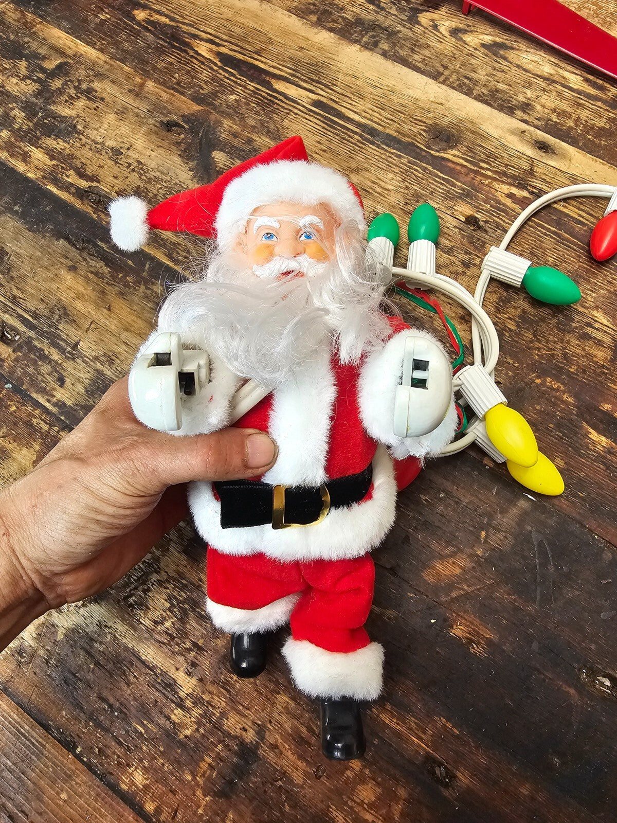 Vintage 1990s Mr Christmas Stepping Santa Ladder Climbing Musical (Works)
