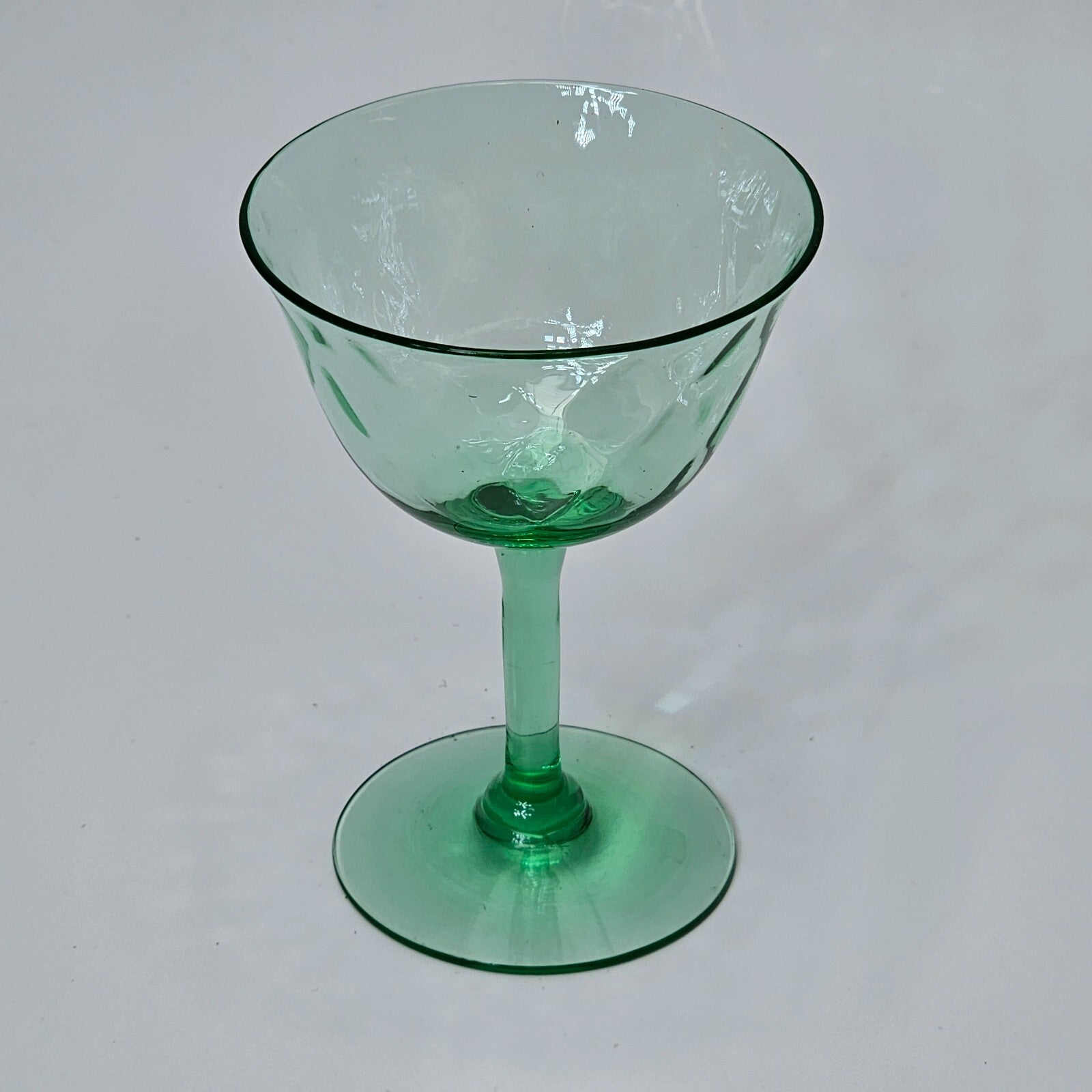 Vintage Green Glass Champagne Sherbet 4 1/8"