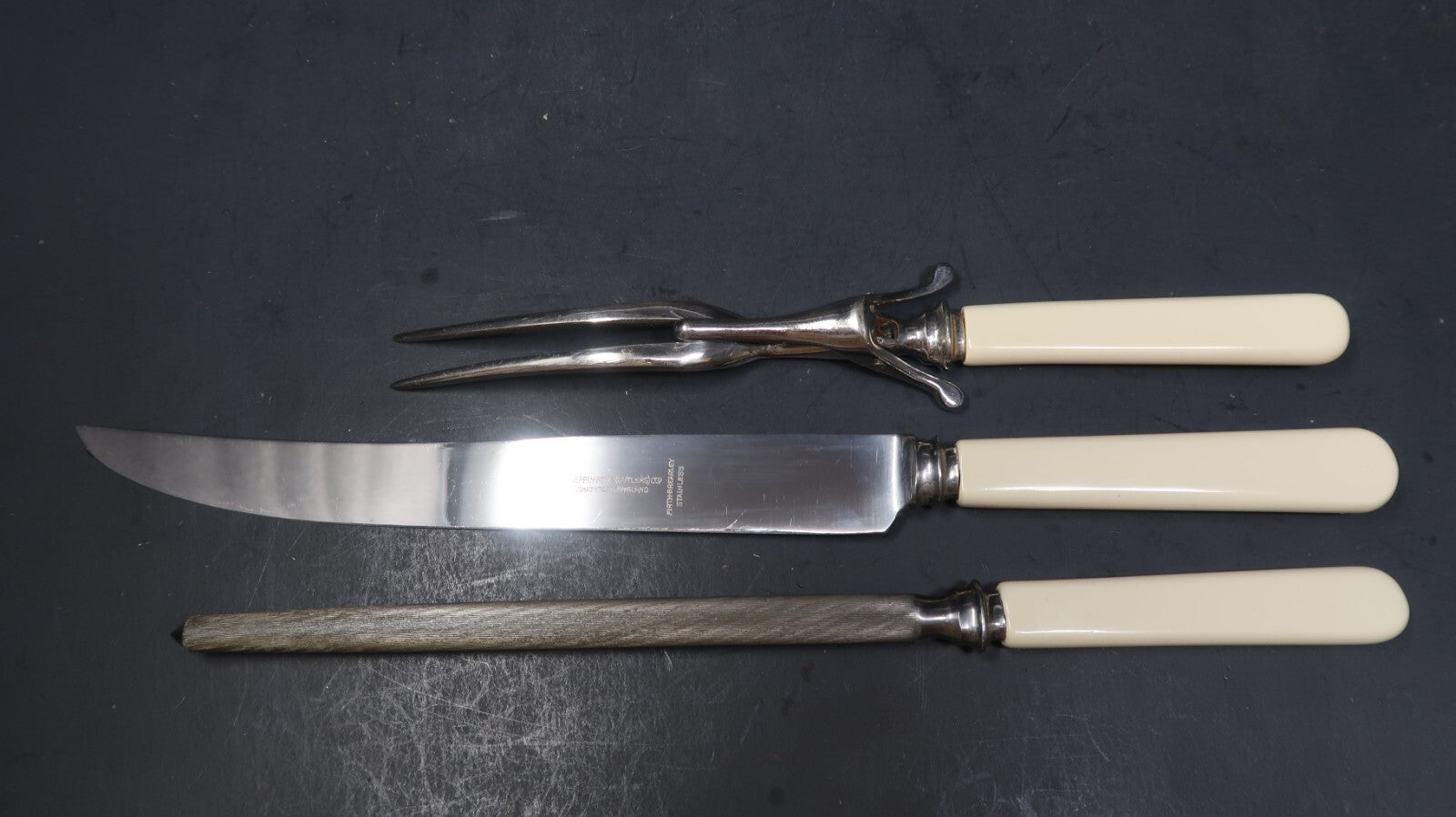 Vintage 3Pc Cutlass Leppington Knife Carving Set Sheffield England