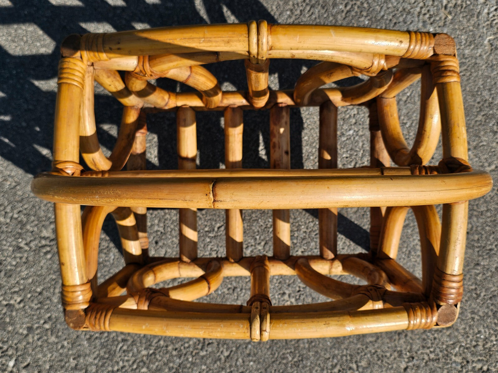 Vintage Calif-Asia Rattan Bamboo Boho Tiki Magazine Rack