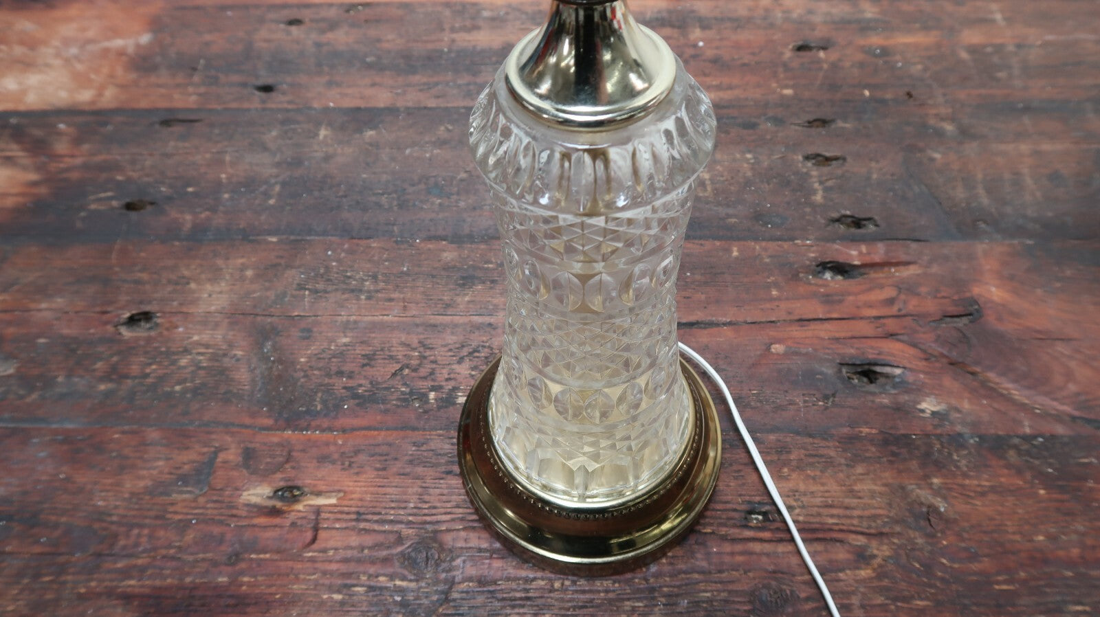 Vintage Cut Crystal Glass Table Lamp 5.5" x 5.5" x H20"
