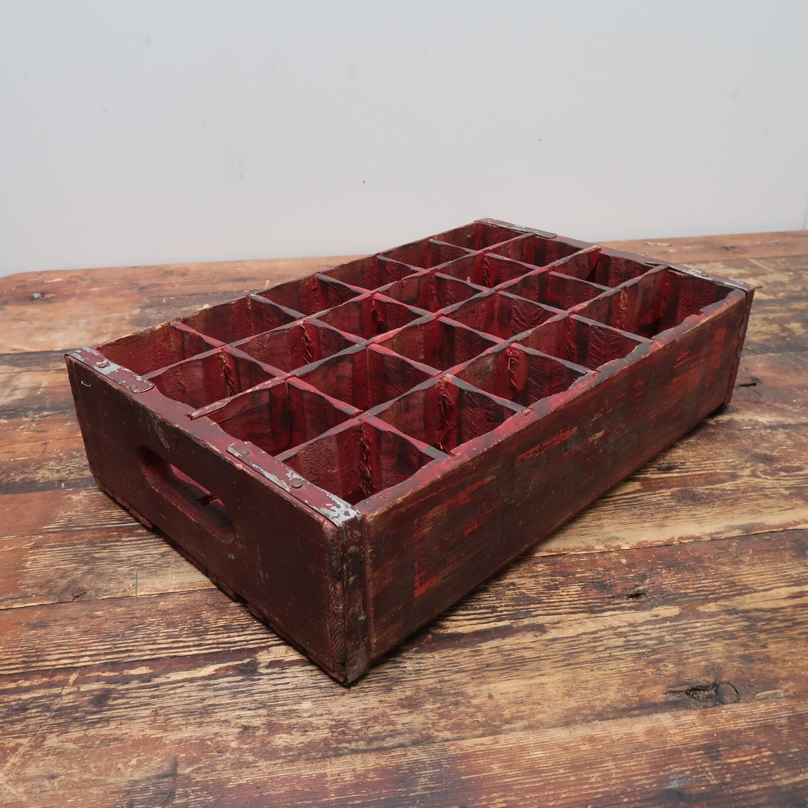 Vintage Pepsi Soda Bottle Wood Crate Box Painted In Wine Red
