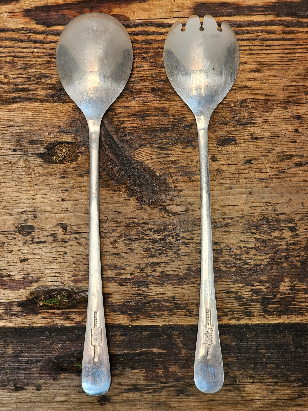 Vintage 1960s Salad Server Set by William Adams of Sheffield 9.25"