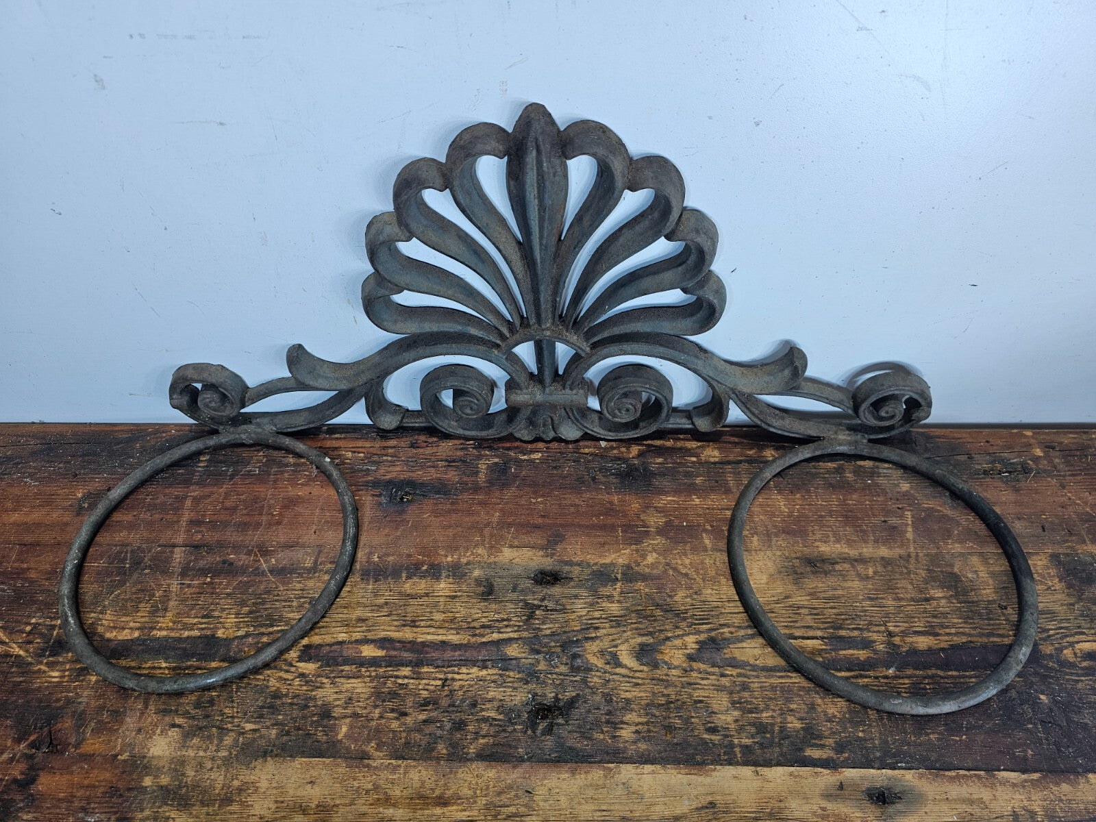 Victorian Style Cast Iron Wall Planter with Fan Design  26"L x 10.5"H x 8.5"D