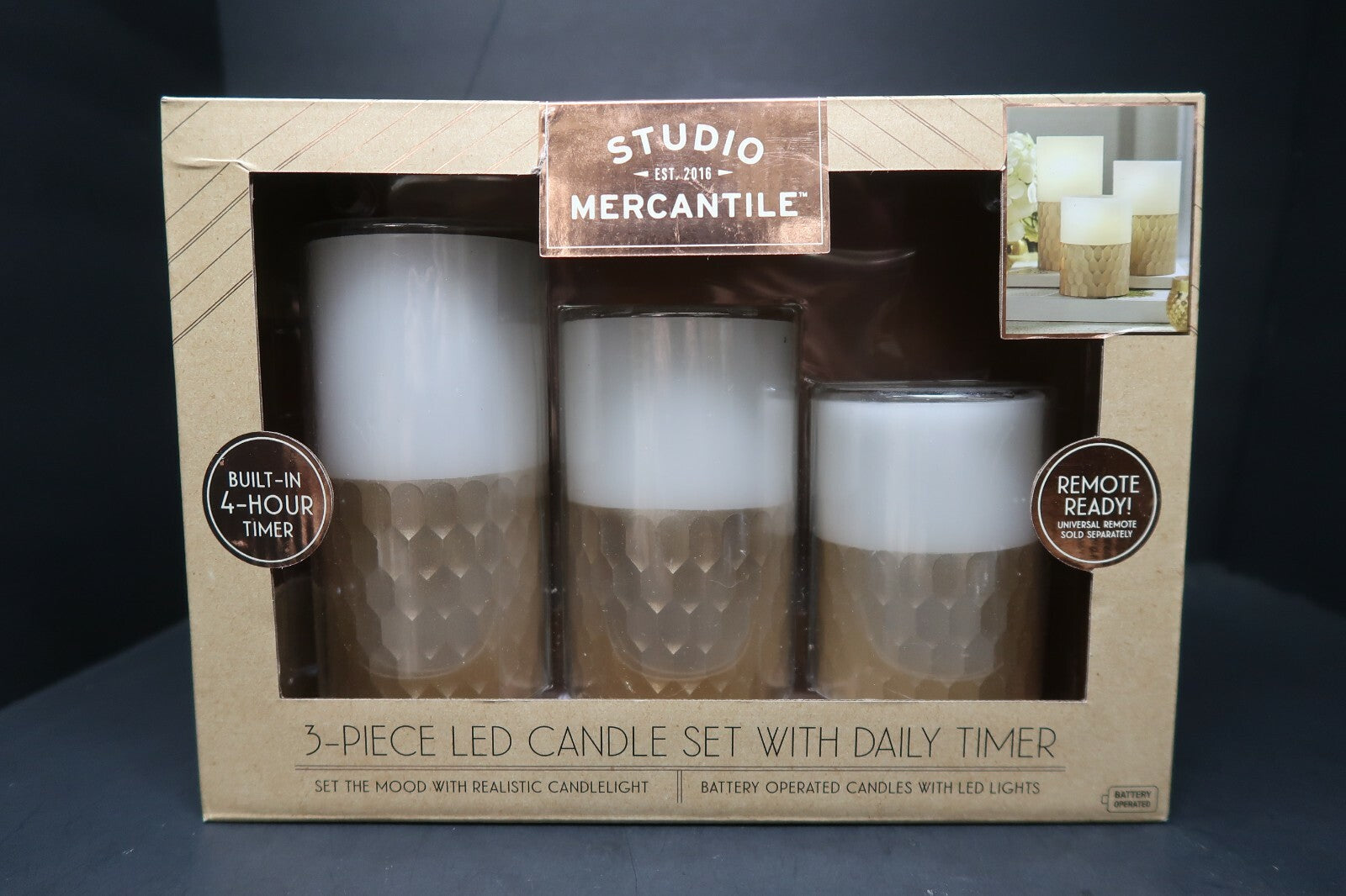3 pcs Studio Mercantile LED Candle Set