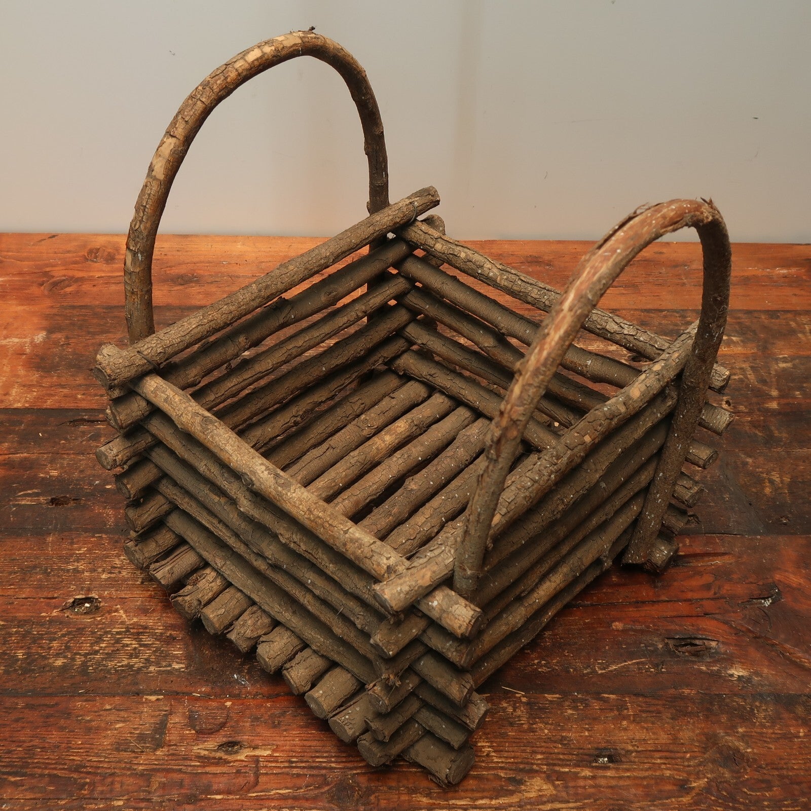 Vintage Tree Branch Basket Plant Pot Basket 12" x 12" x H 15" (19" w Handle)