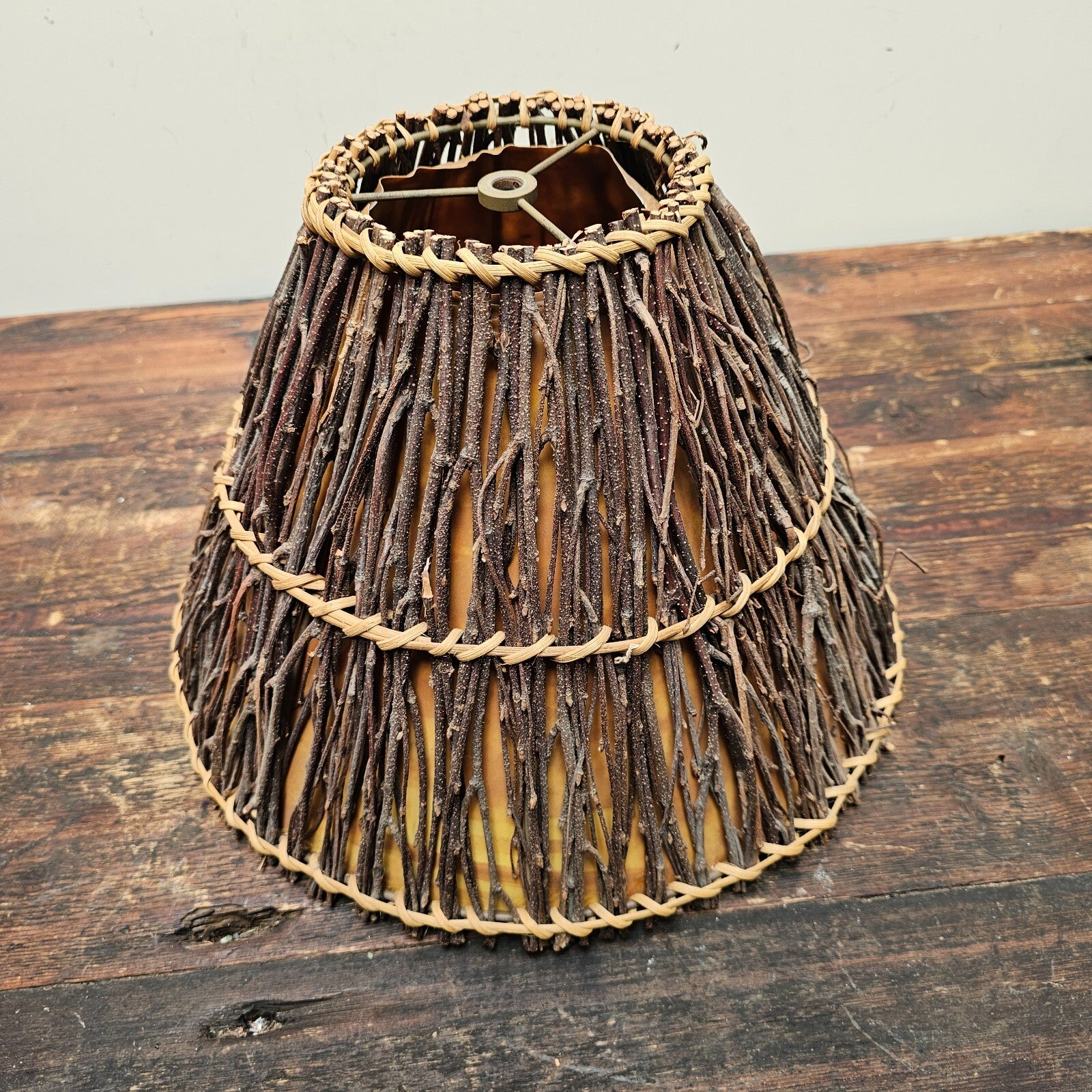 Birds Gathering Tall Lamp With Woven Twig Shade 28.5" H
