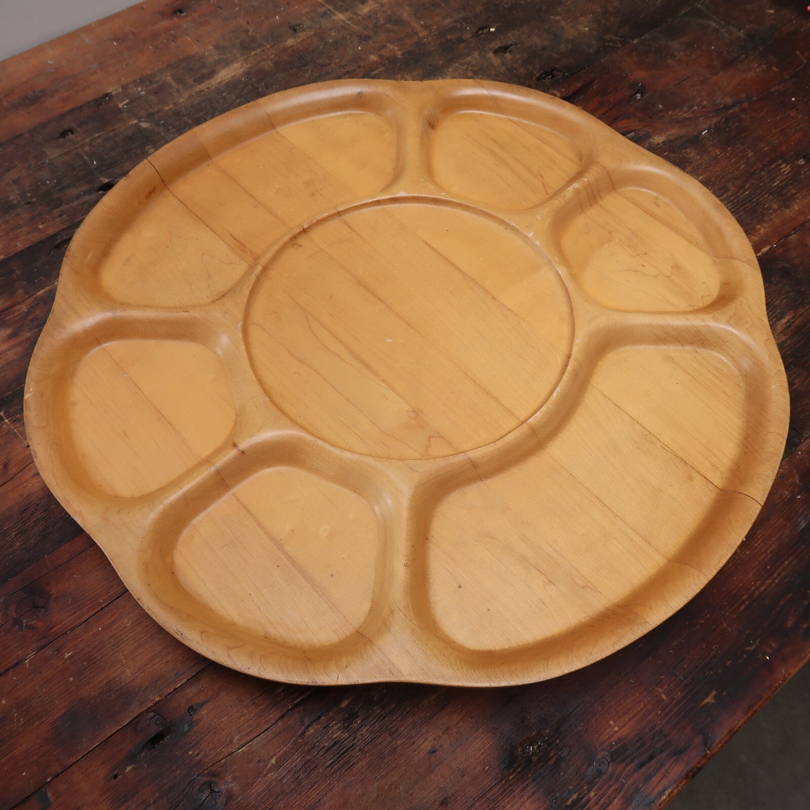 Vintage Large Stanwood Trays Lazy Susan Wooden Turntable 22" x 22" x 2.75"