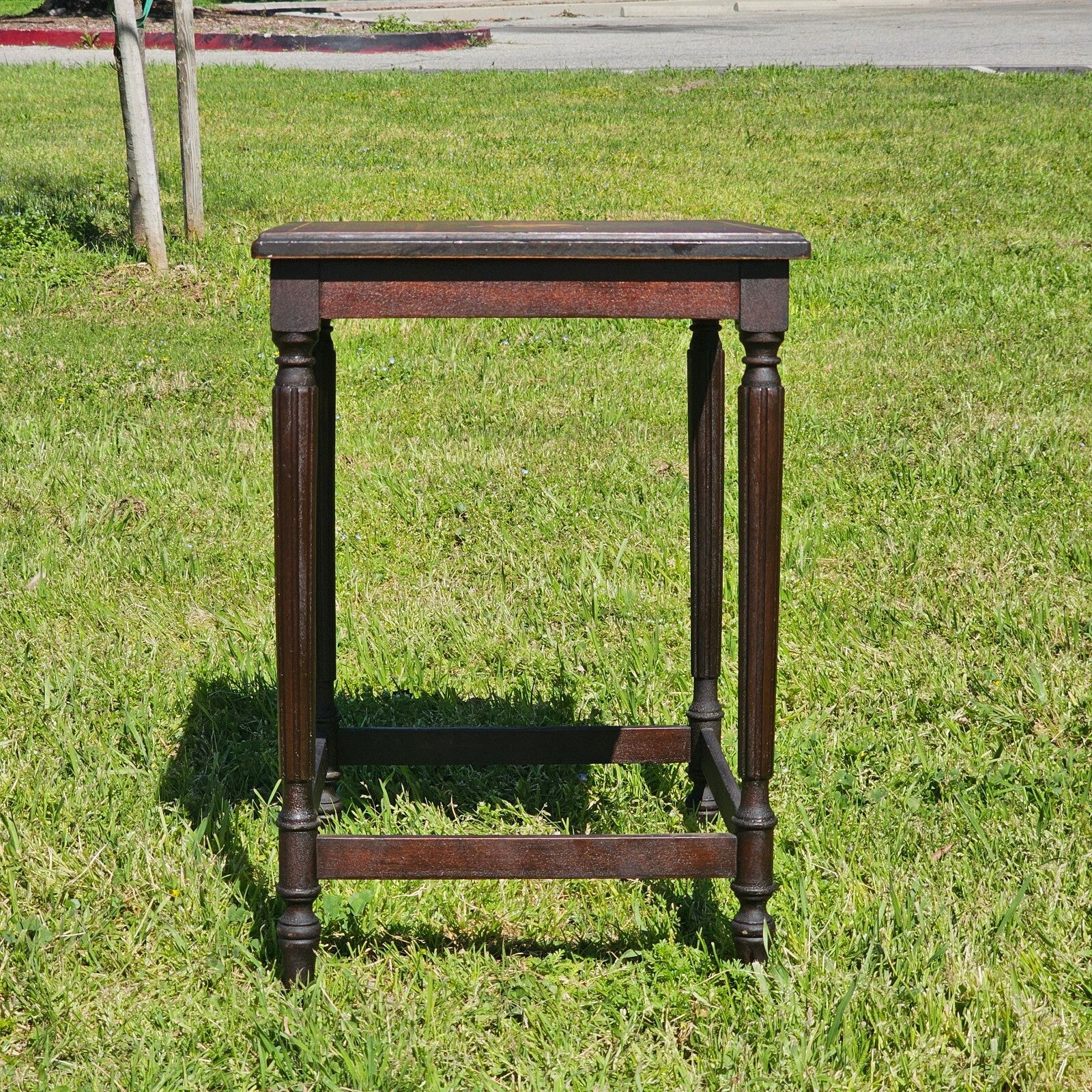 Vintage Victorian Style Rose Hand-Painted Accent Table 16.25" x 13.75" x 20.5"