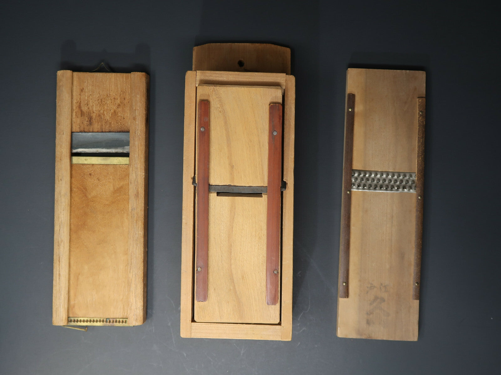 Lot of 3 Vintage Japanese Wooden Bonito Sharpener & Vegetable Slicer