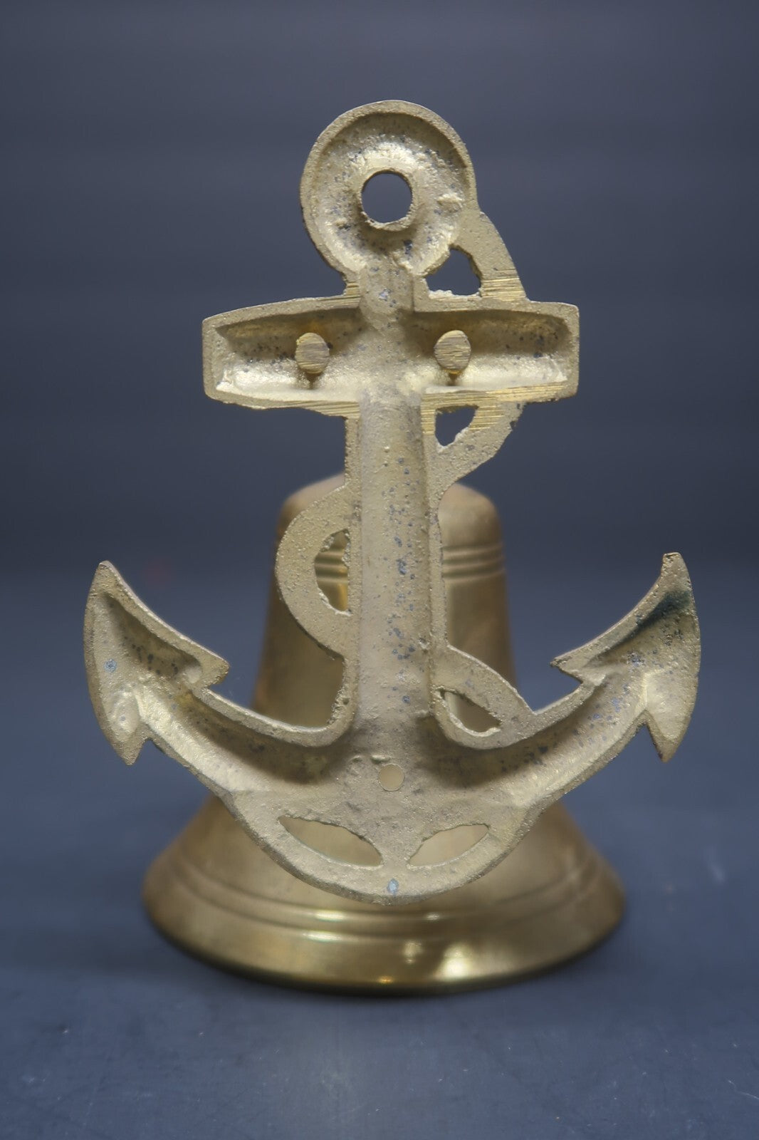 Vintage Brass Anchor Bell Wall Mount H 4.75" x D 3.5" x W 3.25" (1 lb)