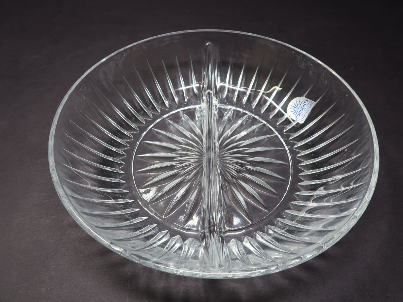 Princess House Highlights Lead Crystal # 870 Divided Serving Dish 8"