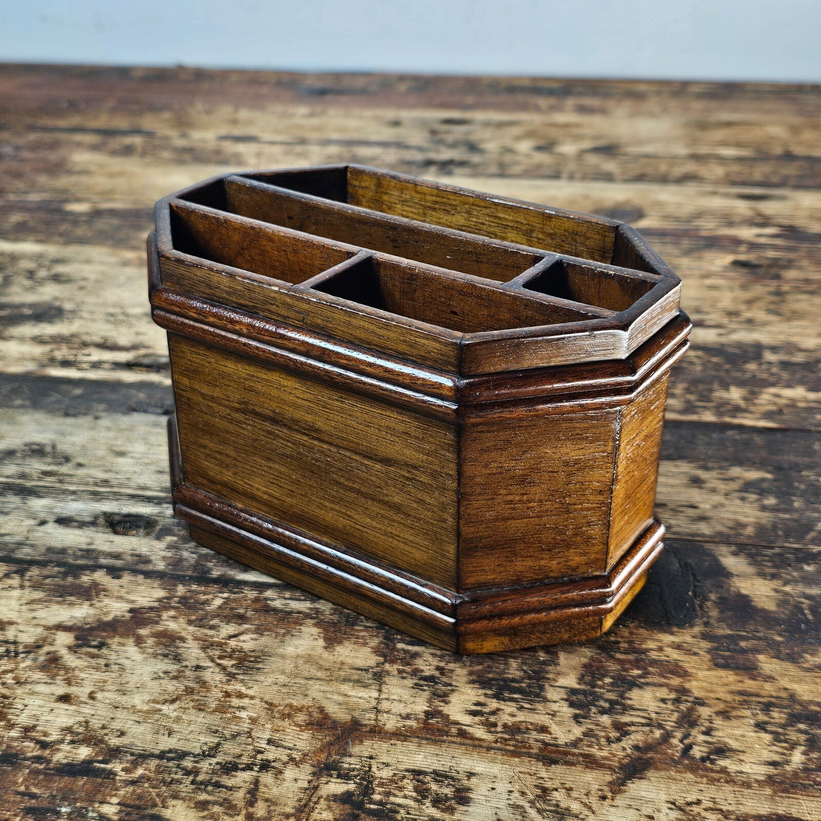 Vintage Mahogany Pen Holder (1980s)