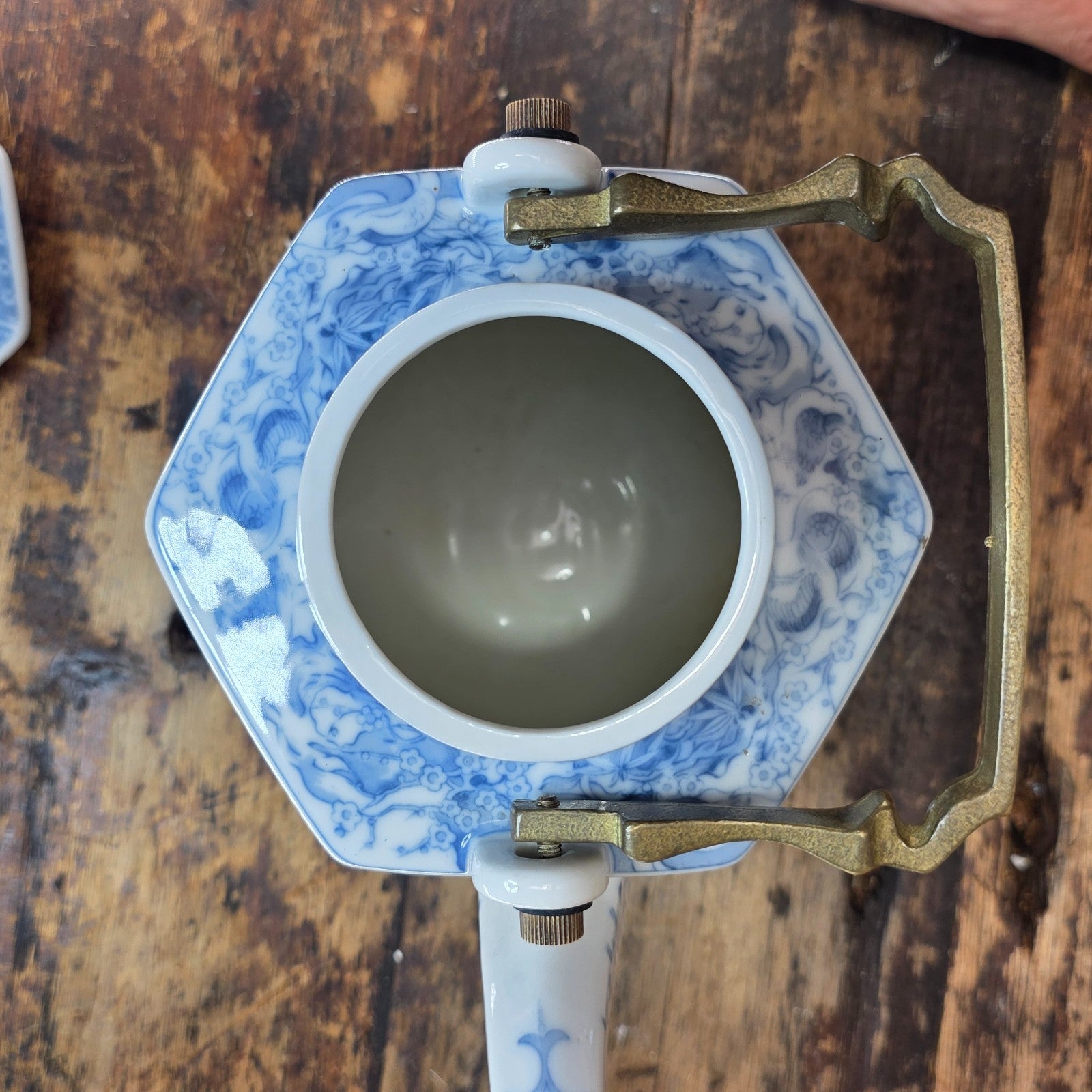 Vintage Dolphin China Hexagonal Teapot - Japanese Porcelain, Arita Style