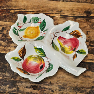 Vintage Italian Hand-Painted Ceramic Leaf Serving Dish