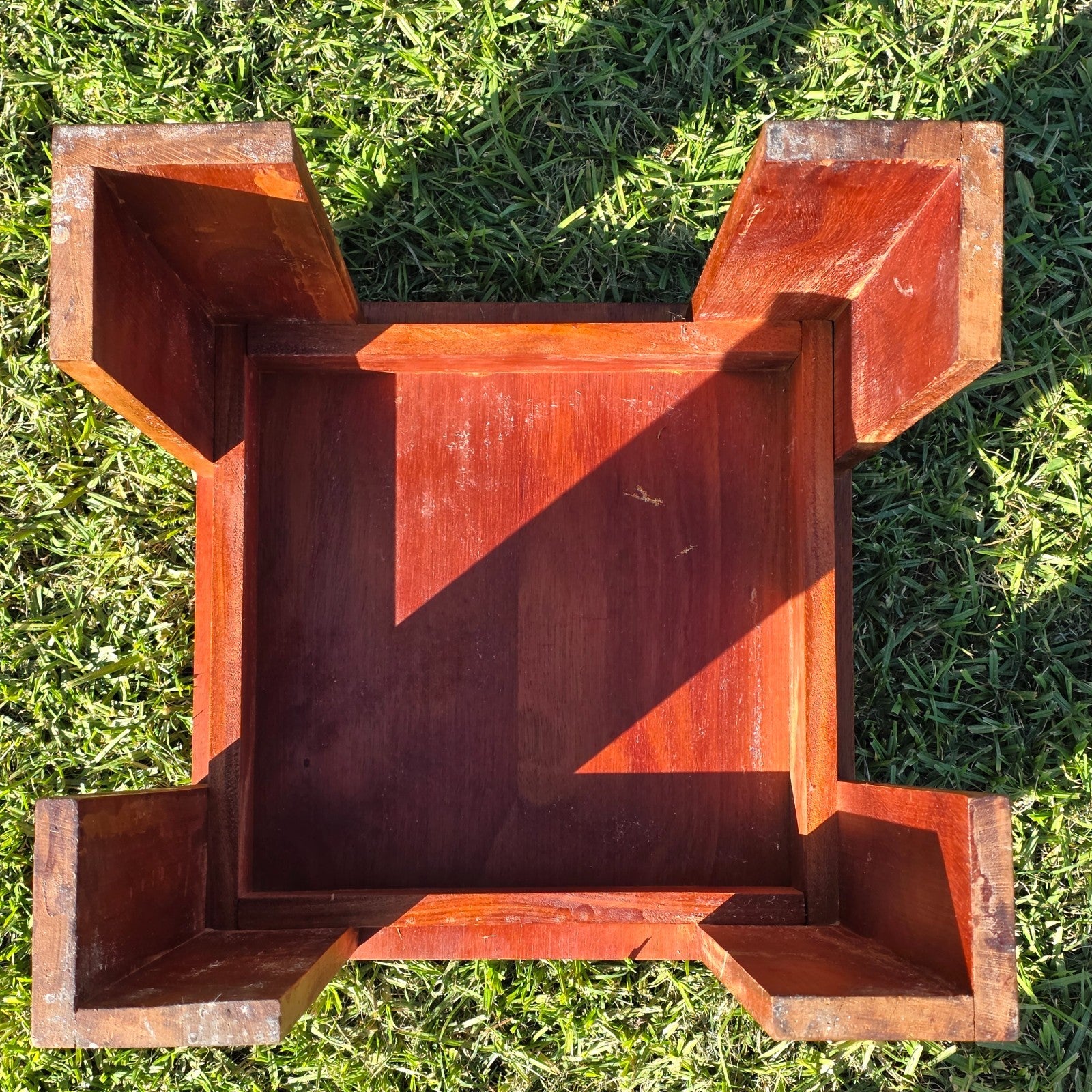 Vintage Solid Mahogany Cube Side Table/Stool -Minimalist Modern Design 16" x 16"