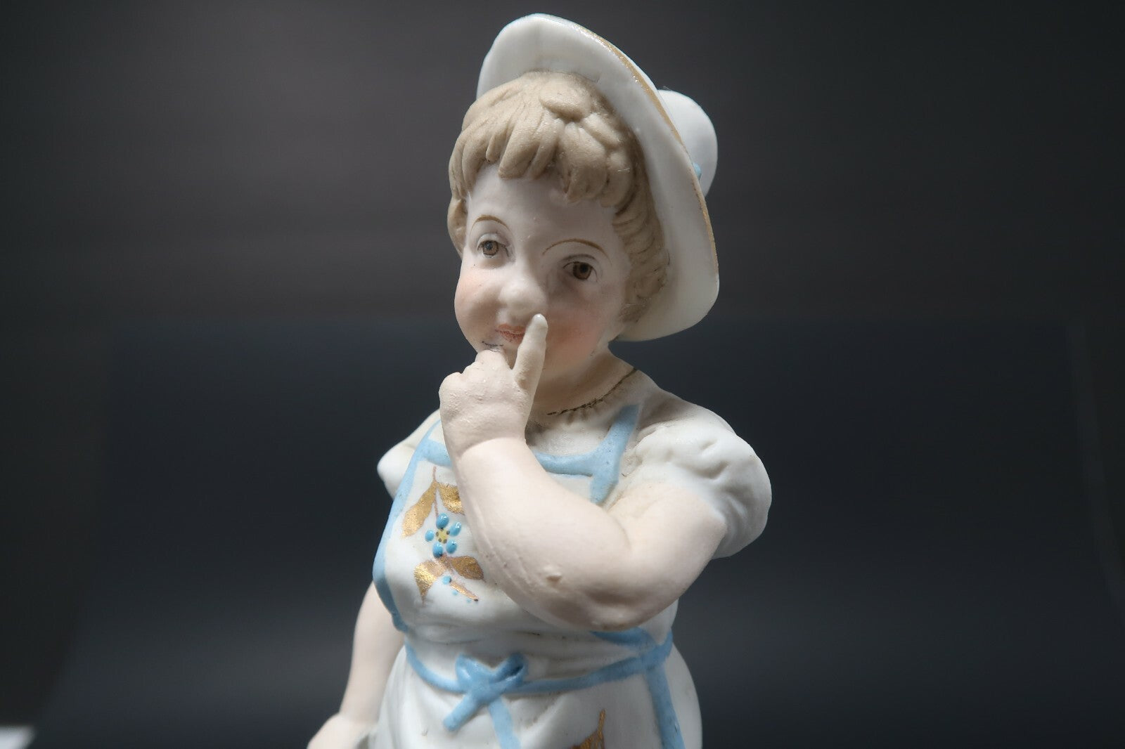 Early 1900's Vintage Child Blacksmith Hand painted Bisque Porcelain Germany 7.5"