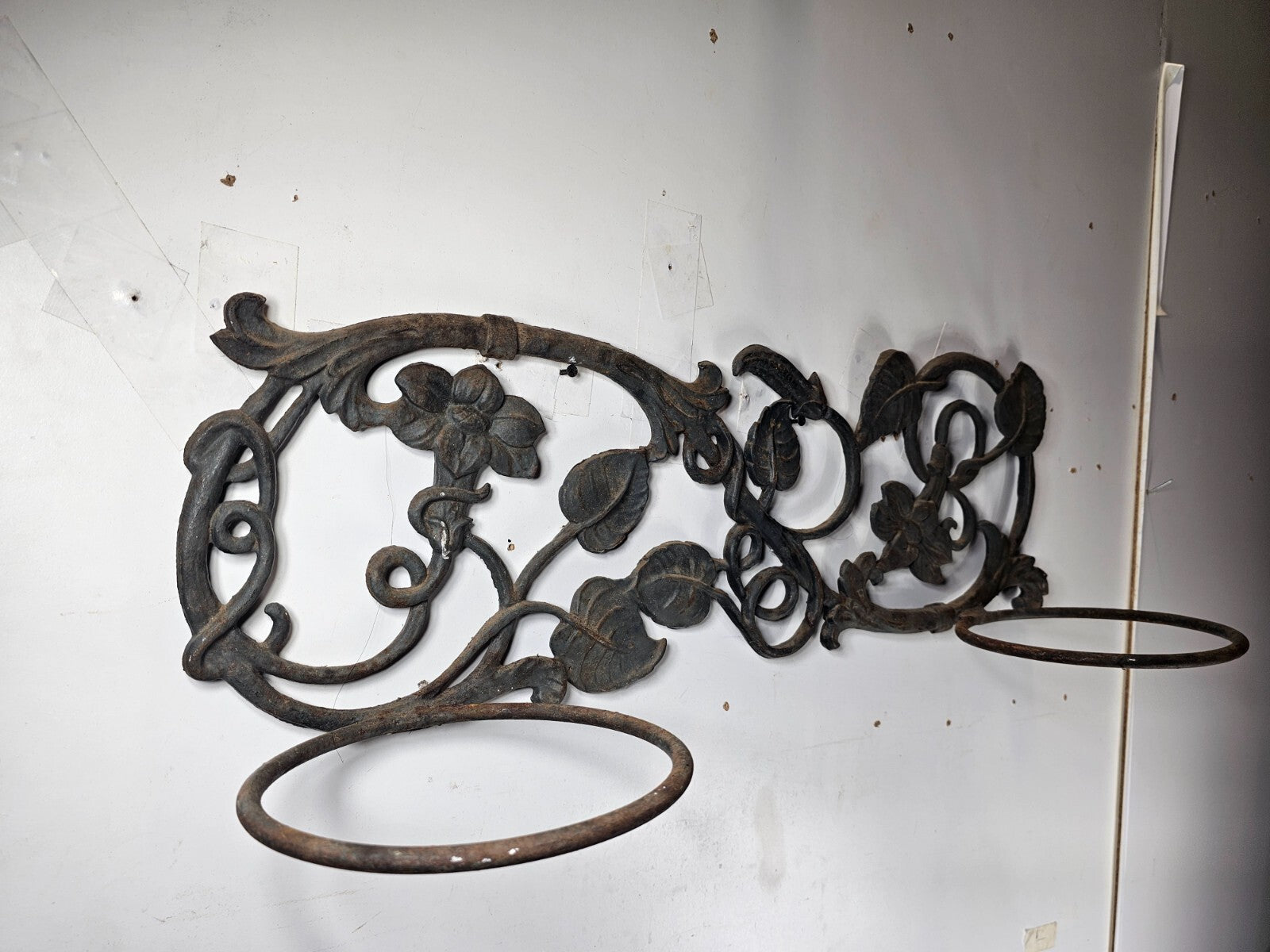 Victorian Style Cast Iron Wall Planter with Ivy Design  28.5"L x 9.5"H x 8.5"D