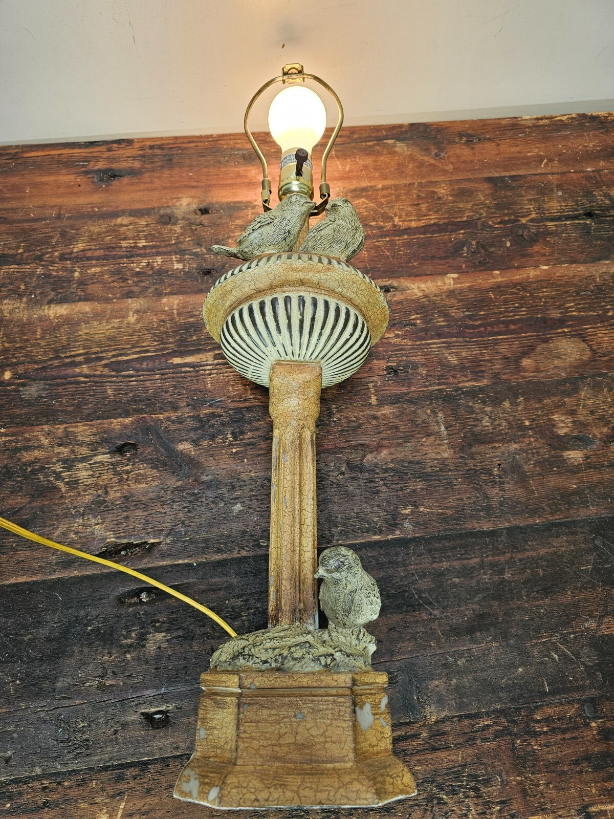 Birds Gathering Tall Lamp With Woven Twig Shade 28.5" H