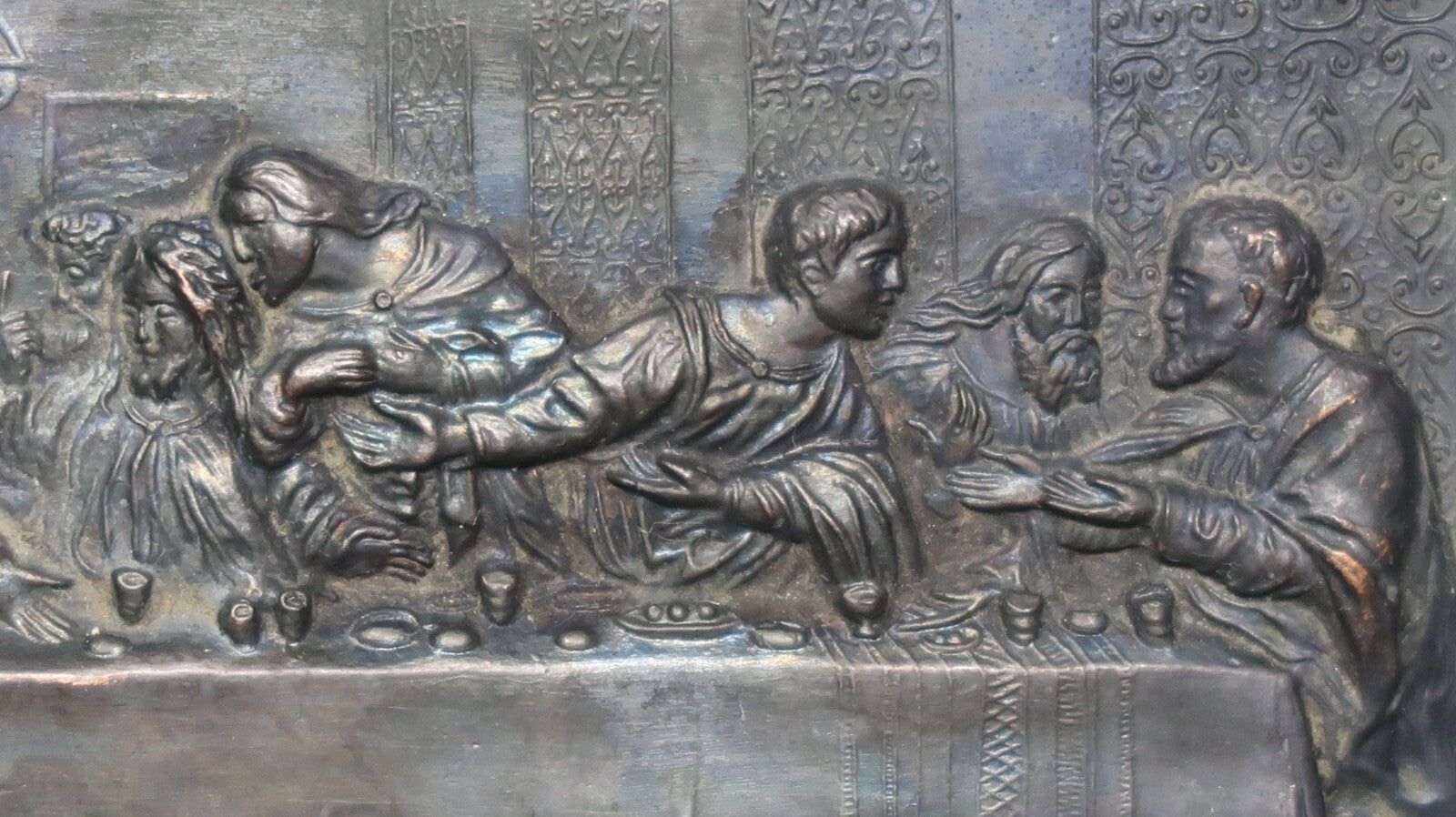 Vintage The Last Supper Metal Relife Art 5.25" x 9.75"