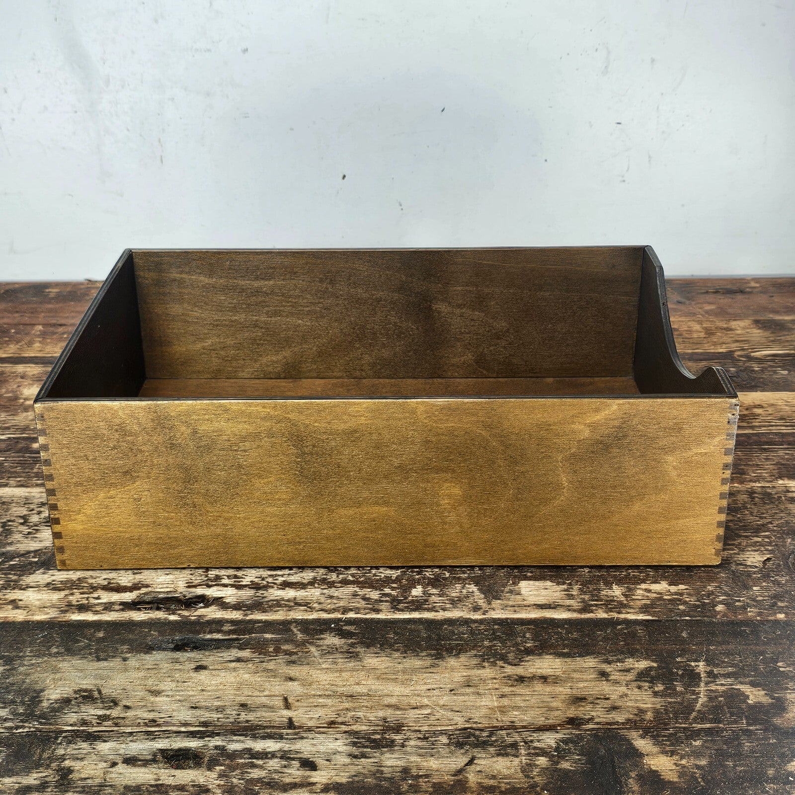 Vintage Walnut Deep Desk Tray / Document Organizer  (1950s-1960s) 4.25"H