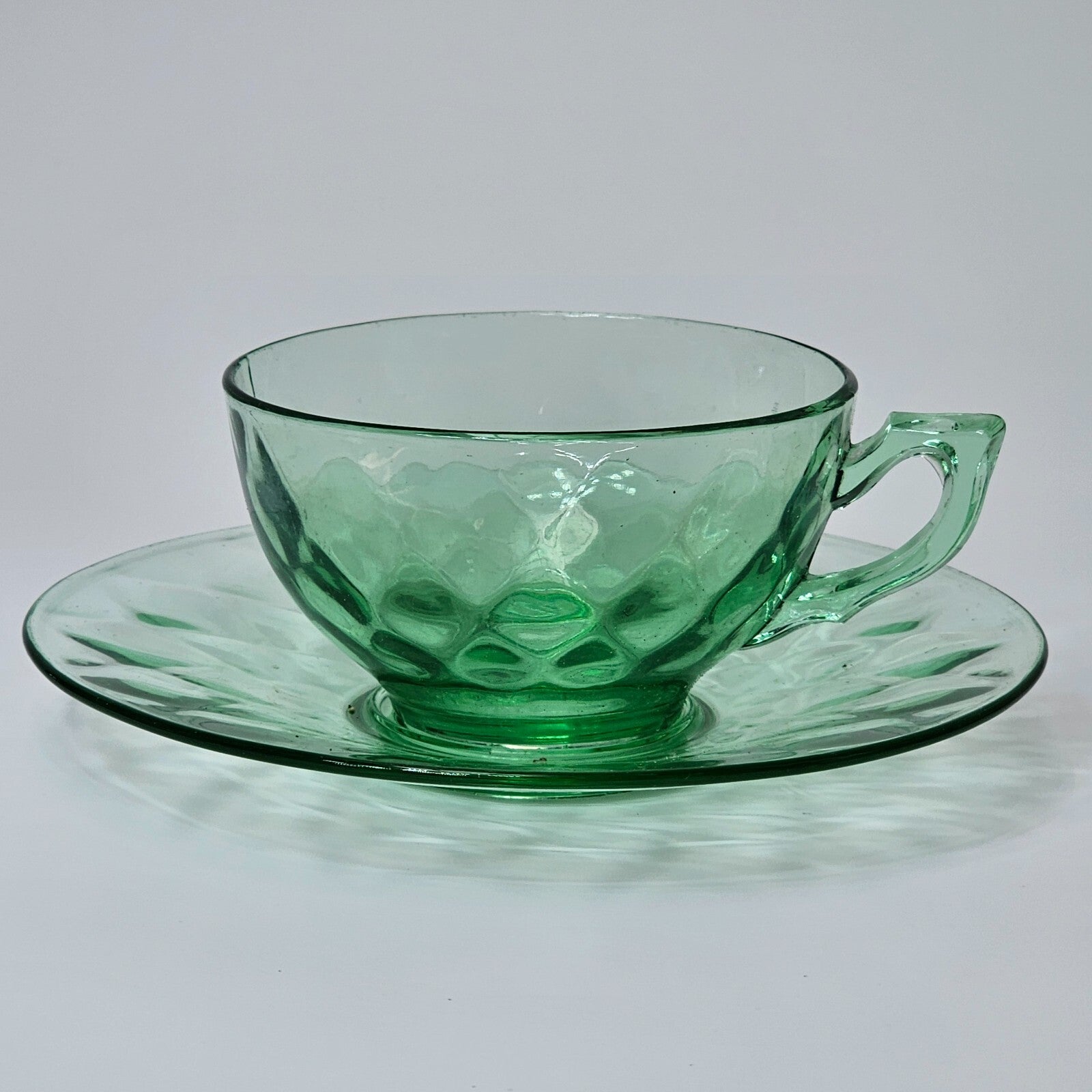 Heisey Yeoman Green Cup & Saucer Set (B)