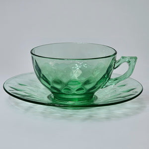 Heisey Yeoman Green Cup & Saucer Set (B)