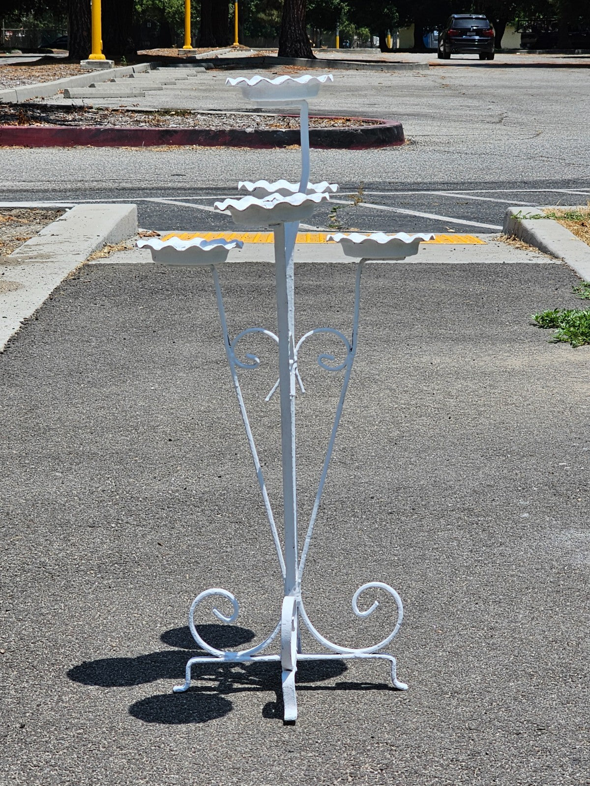 White Tree Tiered Metal Scroll Plant Stand 5 Pot Holders H 33"