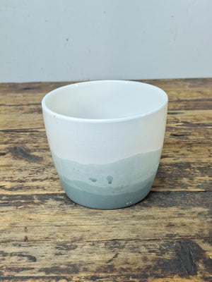 White to Blue Gray Gradient Ceramic Planter 5.25" — Modern Ombre Pot