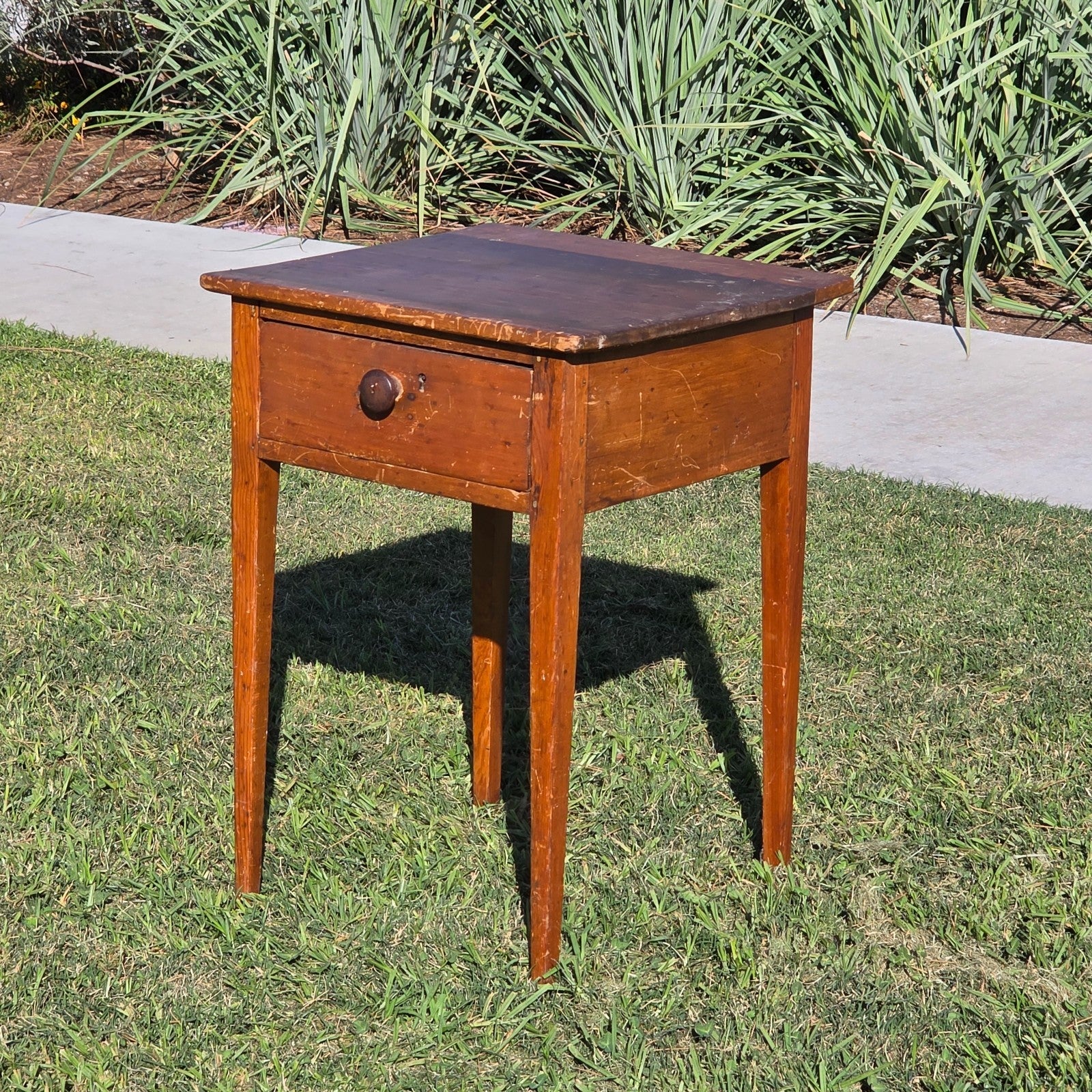 Antique New England Cherry One-Drawer Work Table c.1820s Original Mushroom Knob