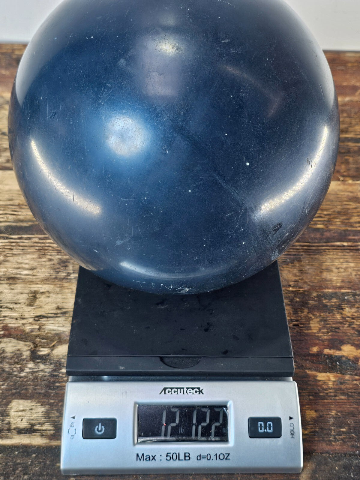 Vintage Brunswick Marion Ladewig  Bowling Ball 12.75 lb. With Base