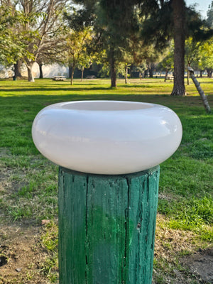 Semi-Spherical White Planter Ceramic Glazed Planter Pot with Drainage 15" Diam