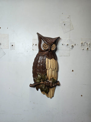 Vintage Sexton Owl Plaques 1969 Cast Aluminum Wall Hanging 10.5"H