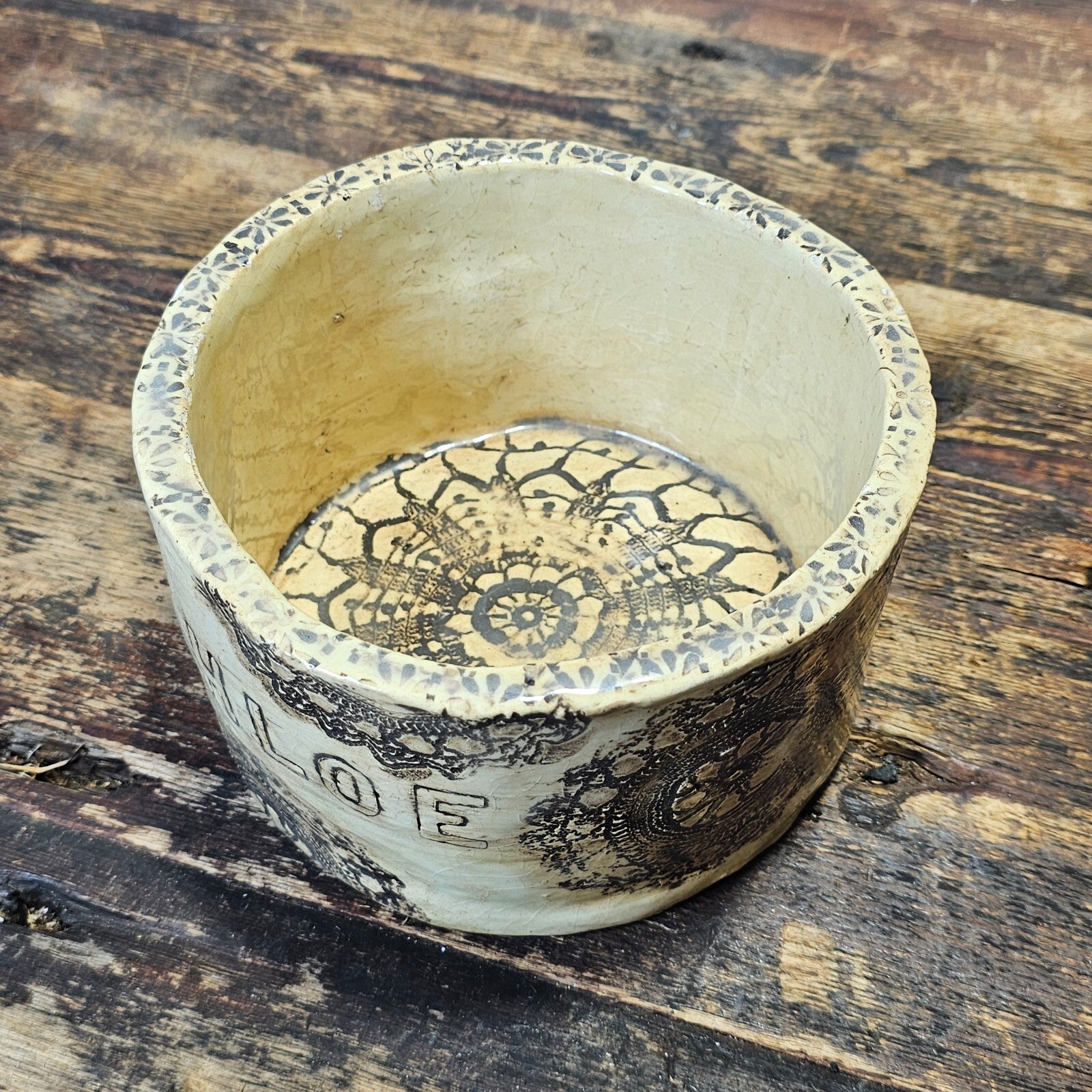 Studio Pottery Ceramic Planter Catch pot 7.25" Diameter x 4"H