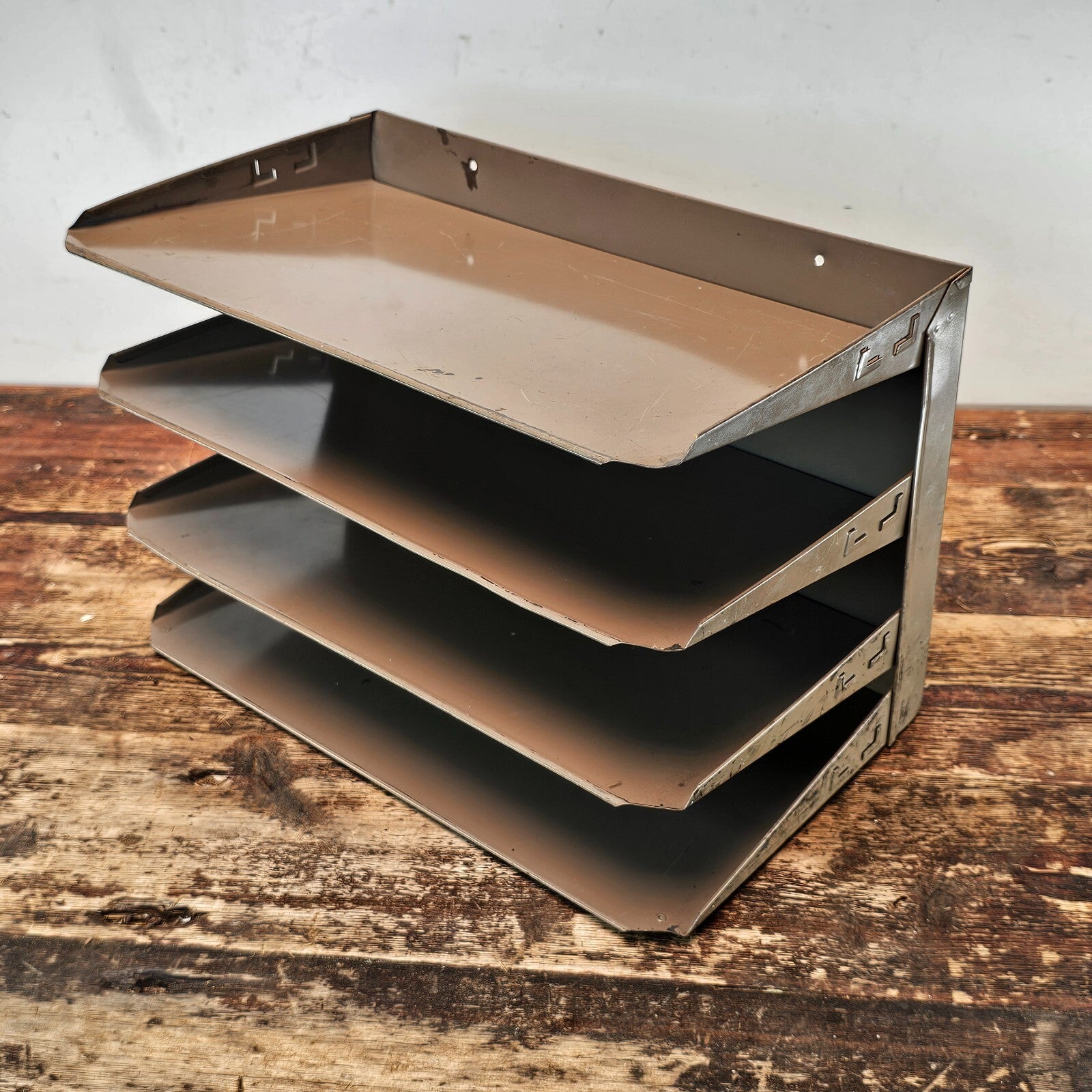 Vintage Hunt Lit-Ning 4-Tier Wall-Mounted / Desktop Steel File Organizer