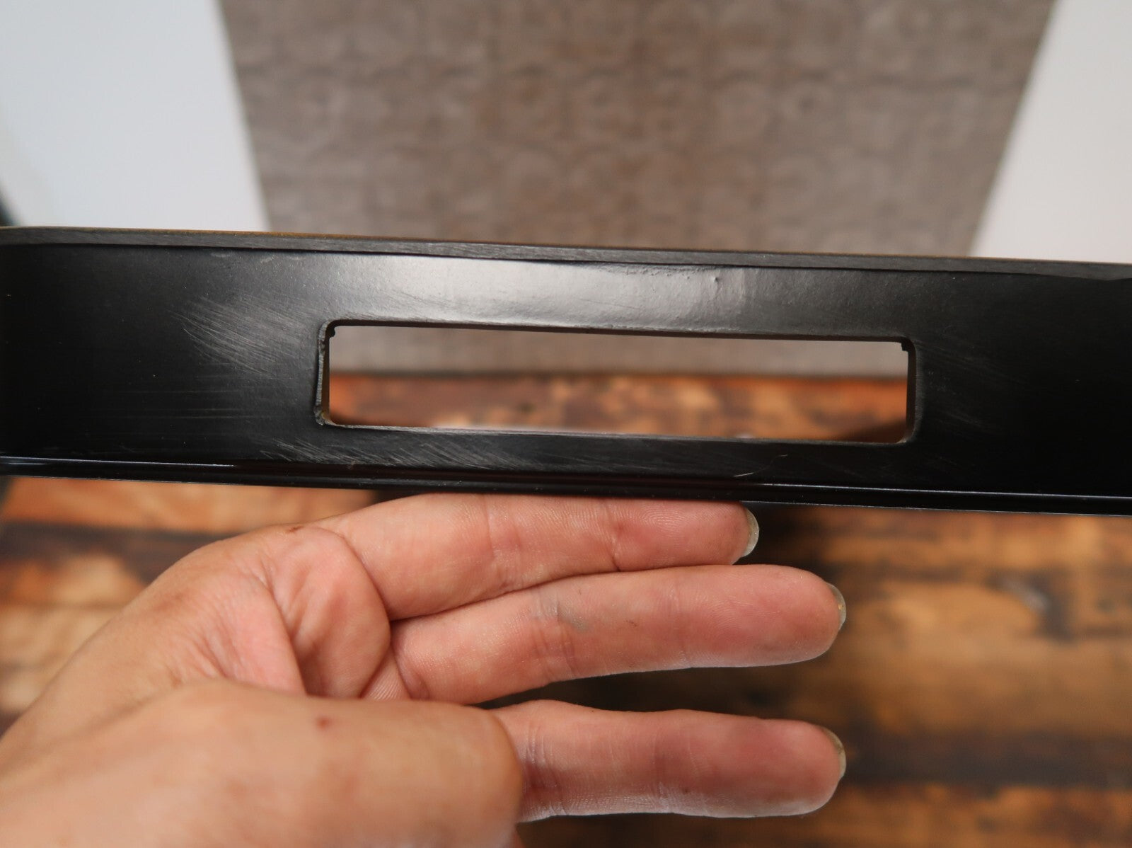 Vintage Japanese Fake Wood Serving Tray Obon Brown MARUSEI 18" x 12" x 1.25"