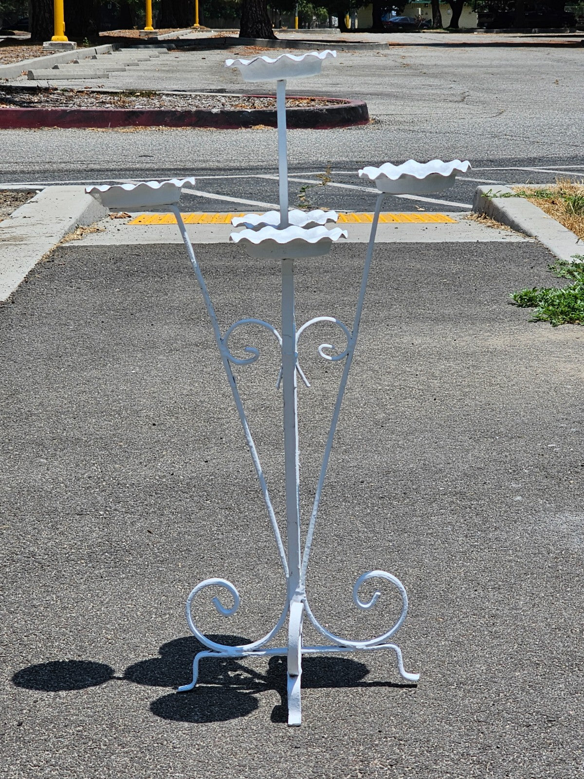 White Tree Tiered Metal Scroll Plant Stand 5 Pot Holders H 33"