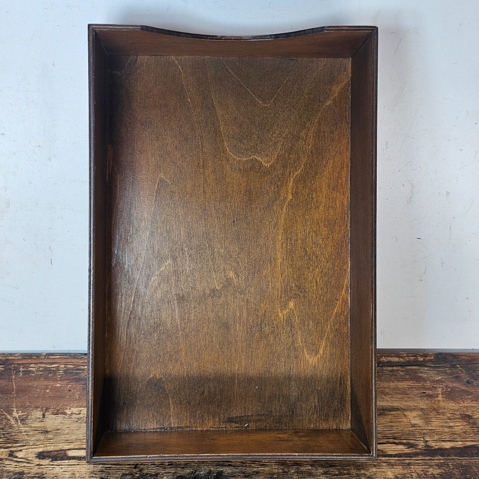 Vintage Walnut Deep Desk Tray / Document Organizer  (1950s-1960s) 4.25"H