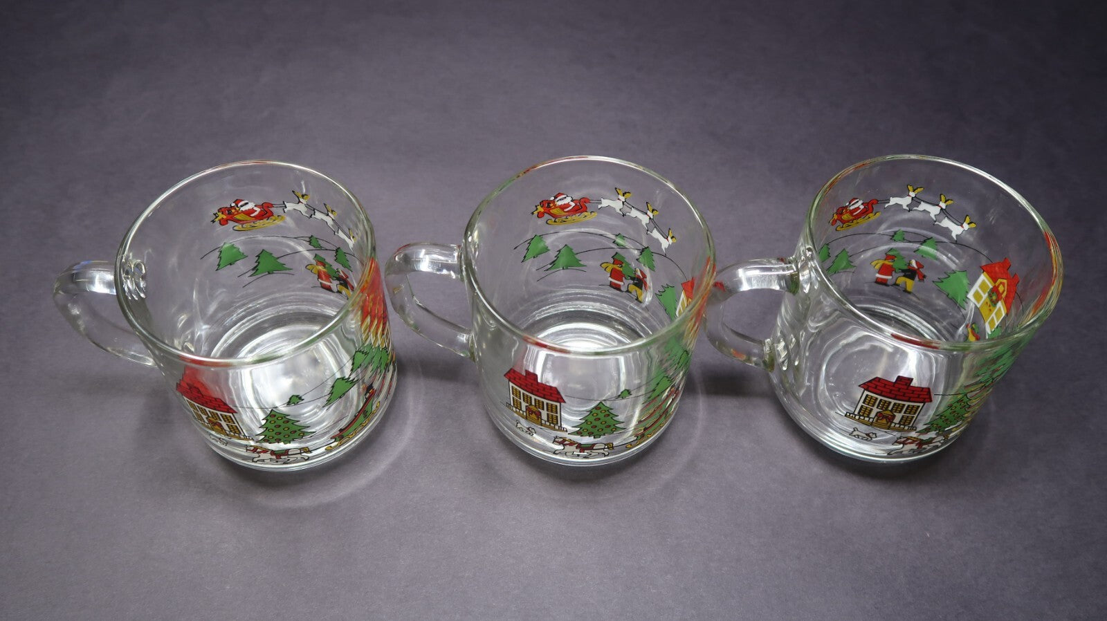 Set of 3 Luminarc Christmas glass Mugs