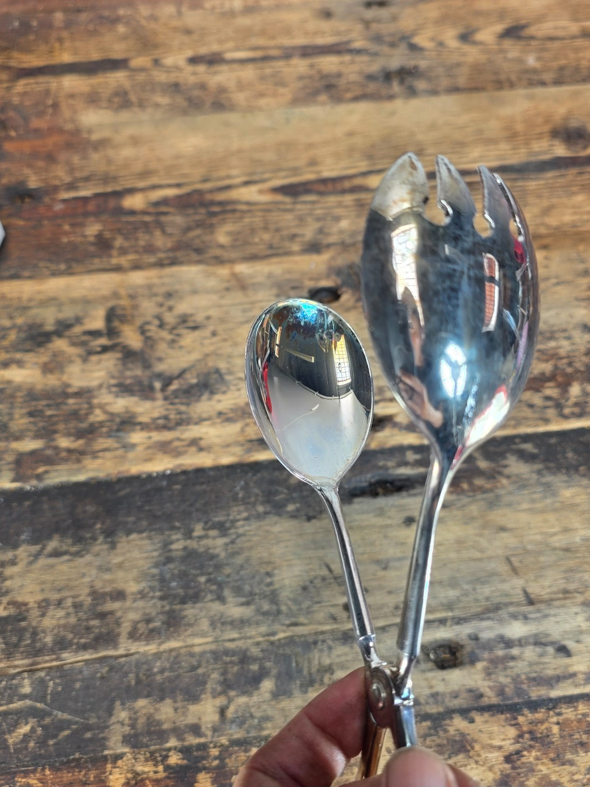 Vintage Italian Silver Plated Salad Serving Tongs 10" with Box Made in Italy