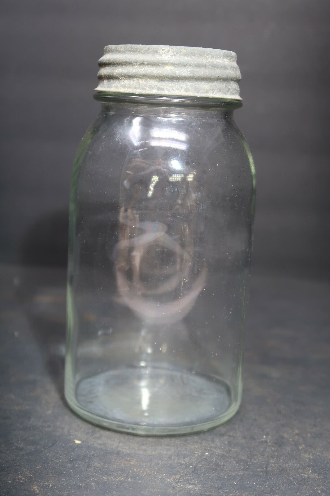 Vintage Canning Jar With Zinc Lid 3.75" x 7.5"