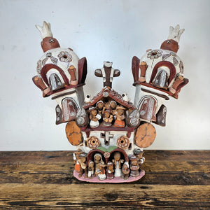Ayacucho Artisan Terra Cotta Church Folk Art Peruvian Ornament 17"W x 16"H
