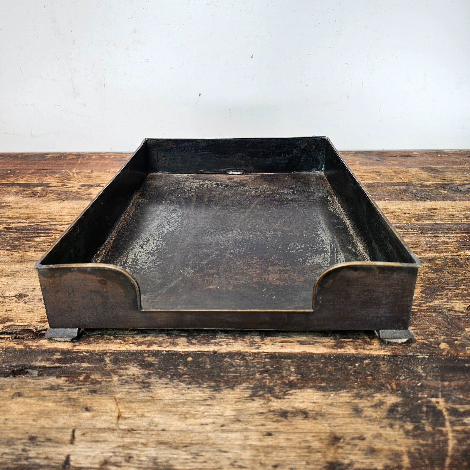 Vintage Art Deco Letter Holder by Silver Crest in Patinated Bronze 1940s