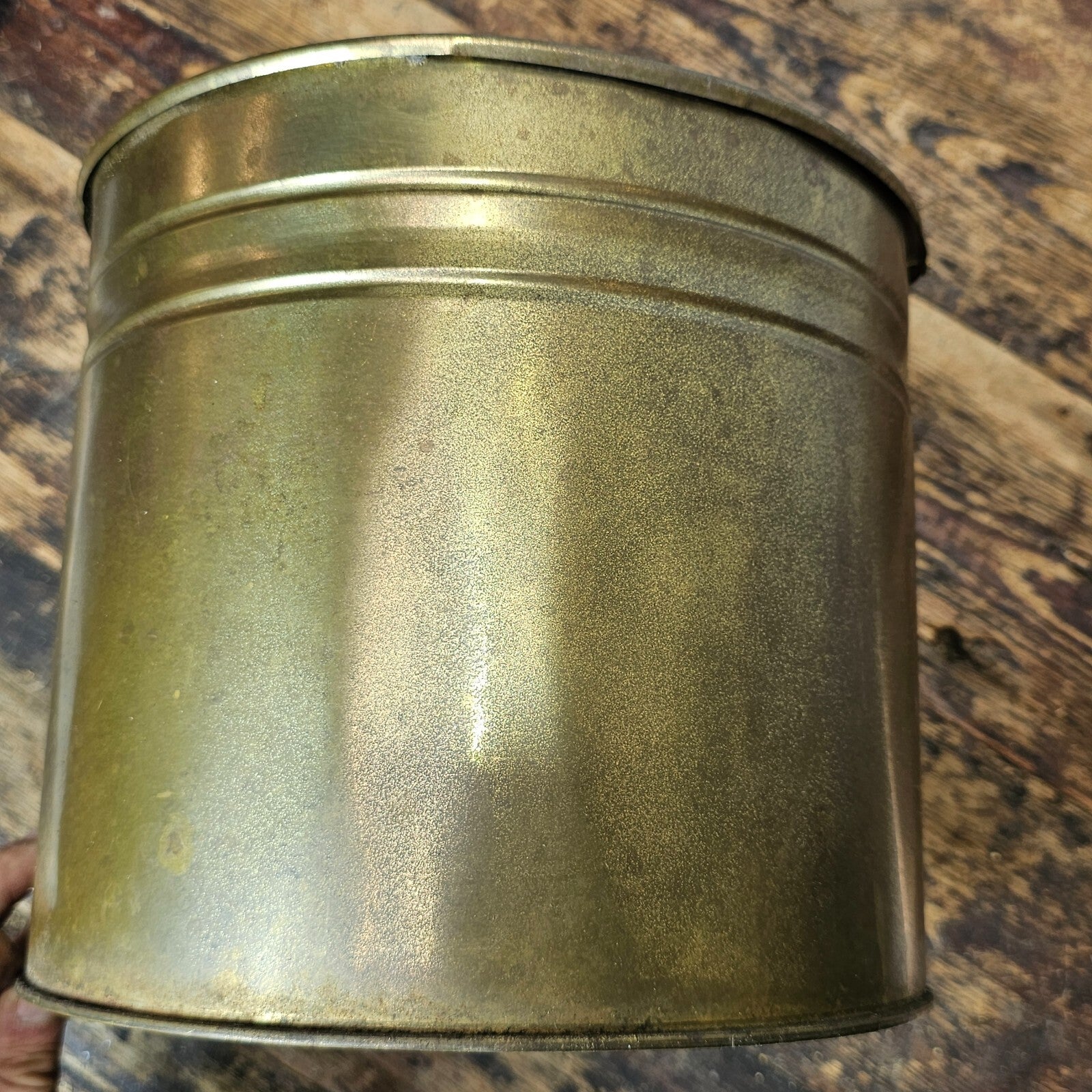 Vintage Brass Container Planter Made In Ireland Patina 9.75"Diam x 8.75"H