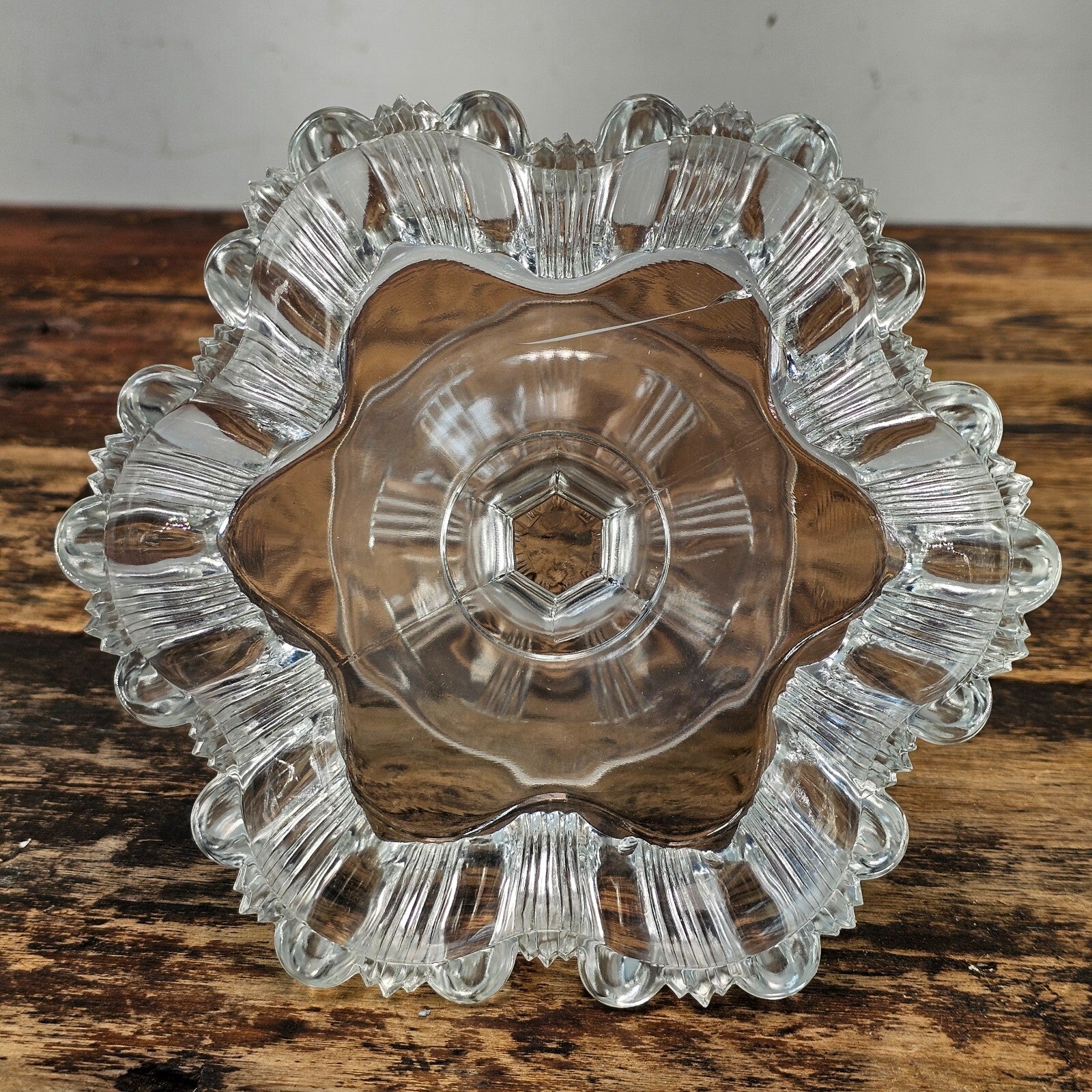 Vintage Pressed Glass Pedestal Candy Dish with Lid