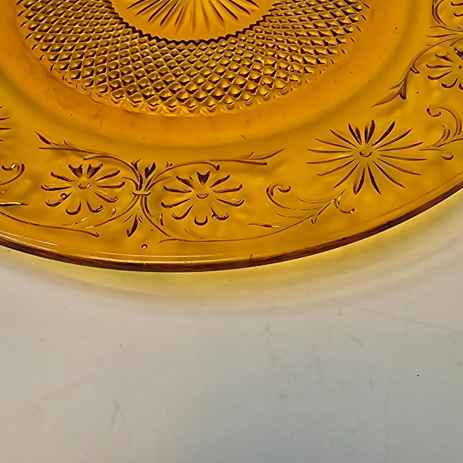 Set of 5 Vintage Indiana Daisy Amber Depression Glass Plates & Soup Bowls Set