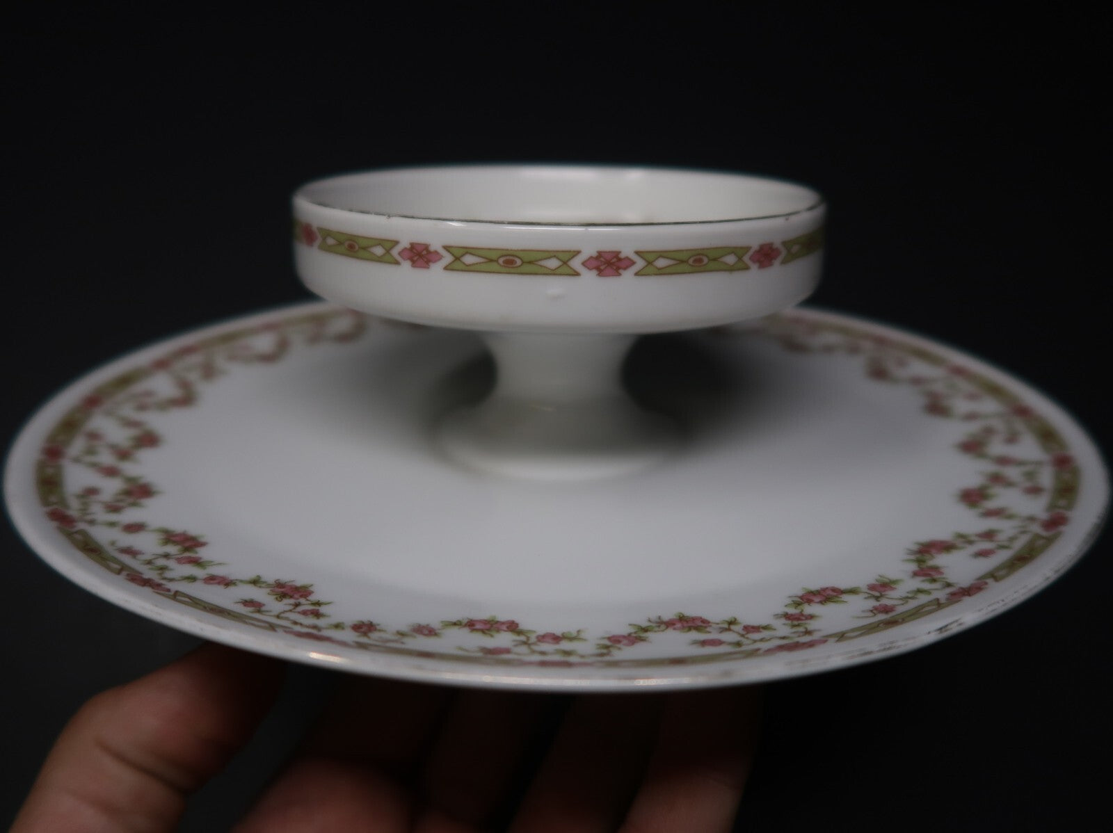 Antique Victoria Austria Porcelain 2 Tier Cake Pastry Plate