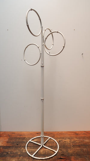 Vintage 4 Ring Towel Stand Shabby Chic White Made of Steel H48.5"