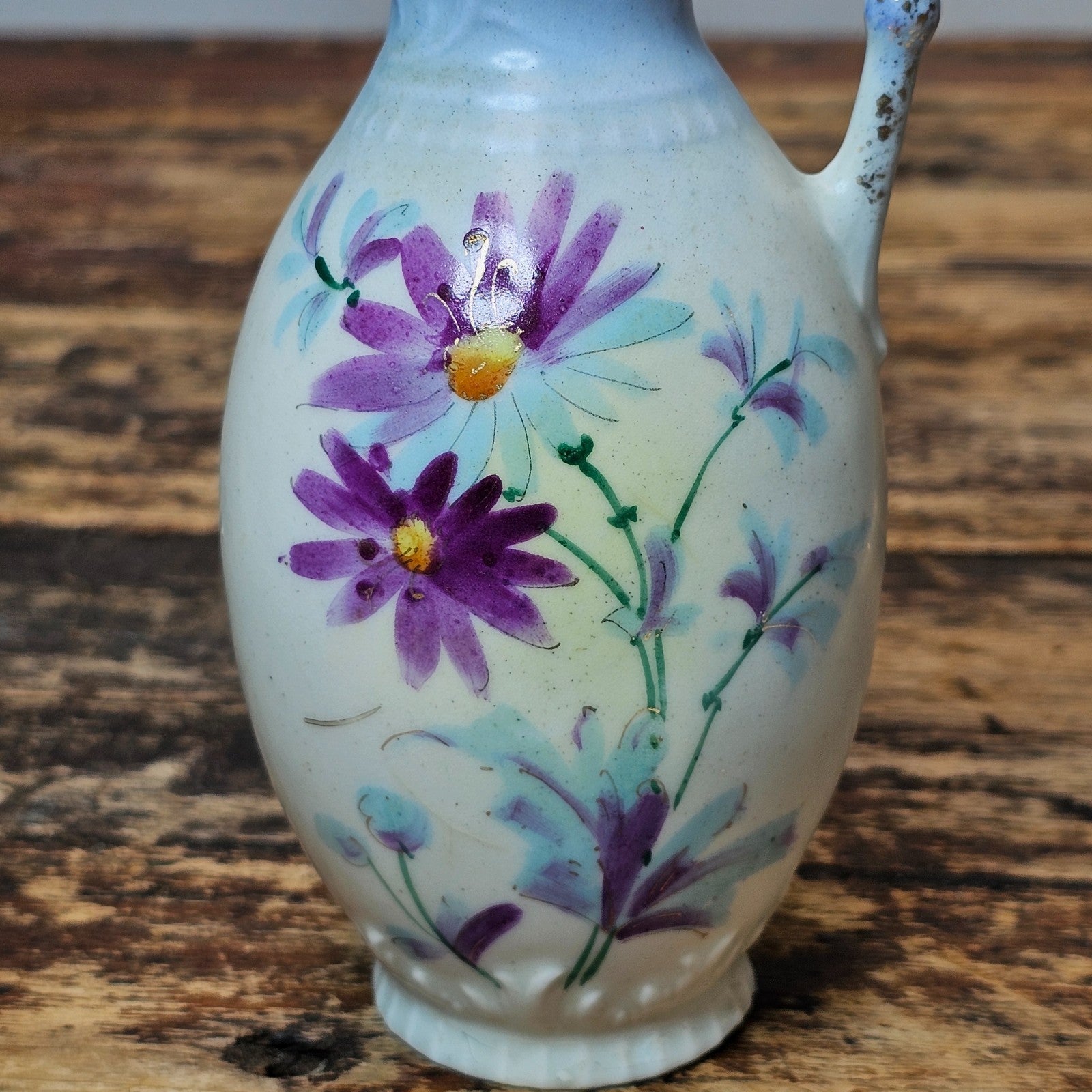 Antique Art Nouveau Floral Pitcher / Ewer, Made in Austria 6.25"H