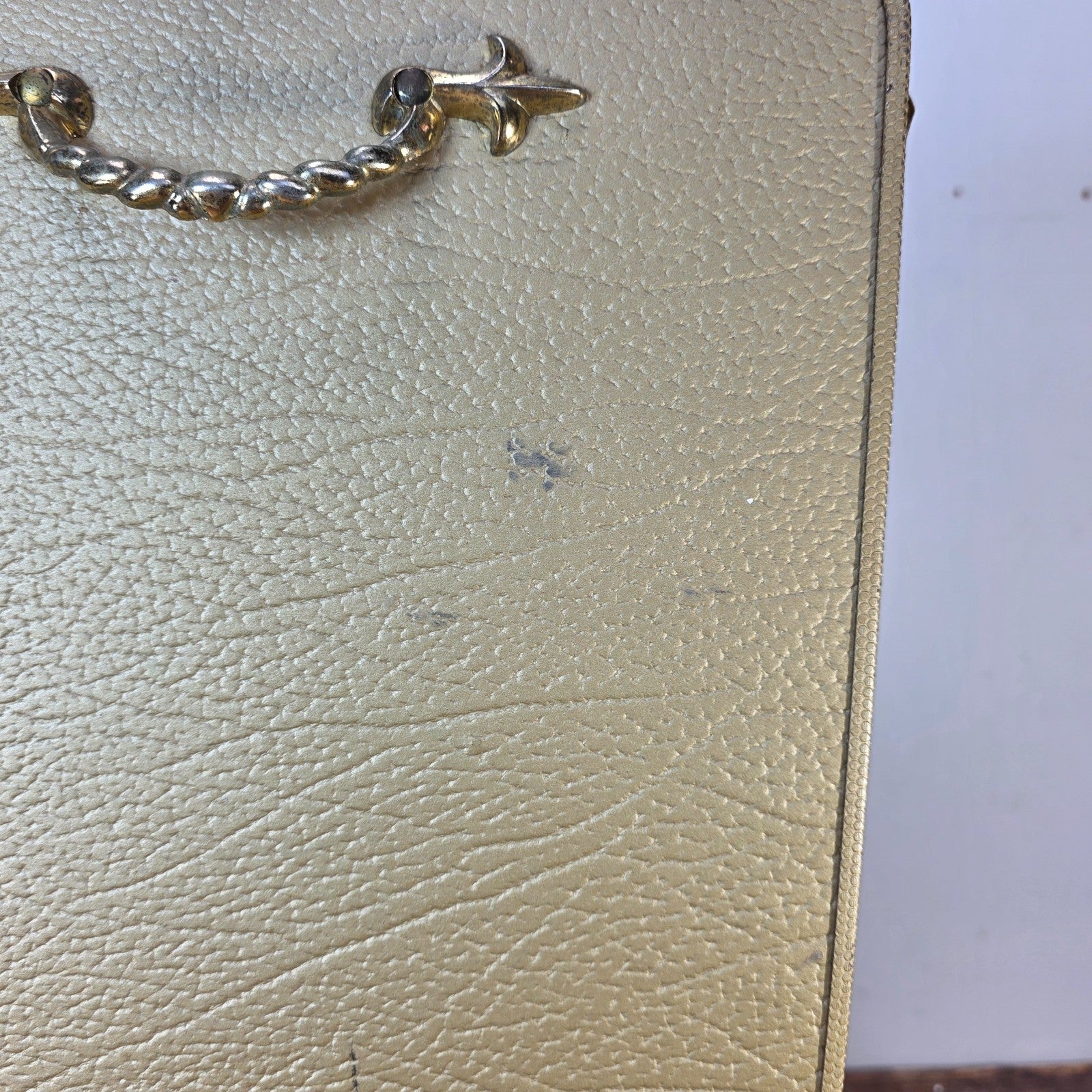 Vintage Pearl-Wick Clothes Hamper Gold Vinyl Woven Pattern 1960s Mid Century